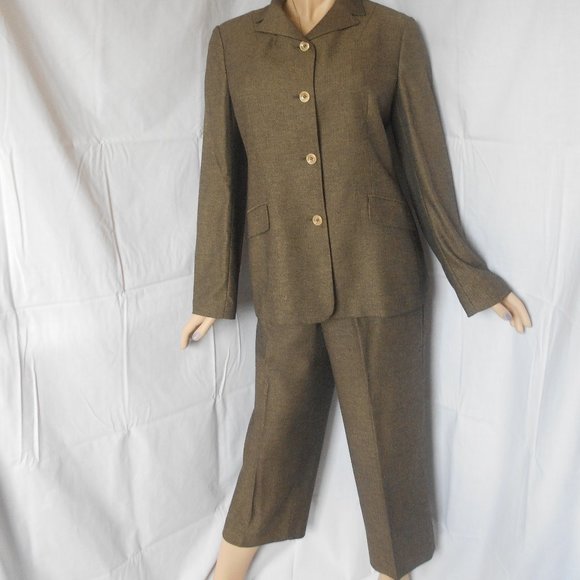DOLCE GABBANA Golden Green Pant Suit Sz 32/46 CHIC - Picture 4 of 8